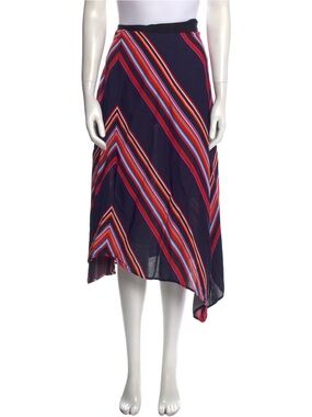 Tory Burch Midi Navy Striped A-Line Skirt